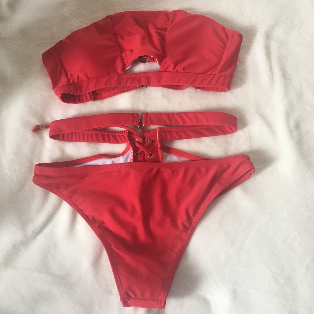Red two-piece swimsuit